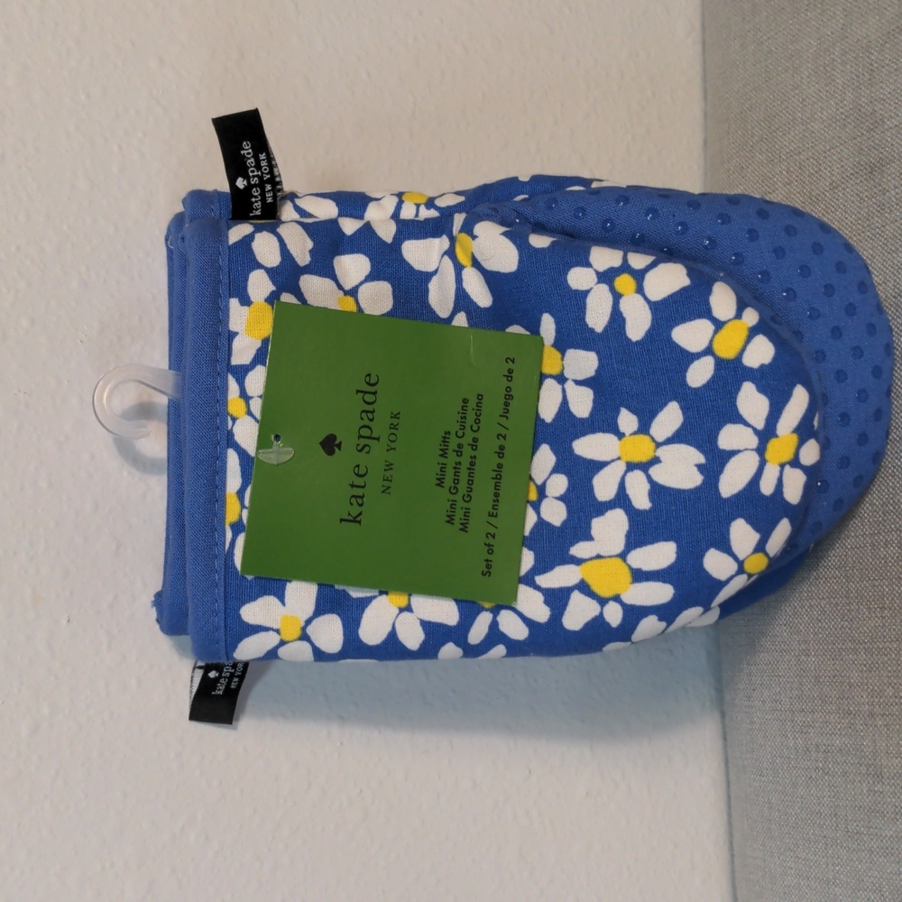 Kate Spade Kitchen Mini Mits Hot Pads Blue And Daisy Pattern